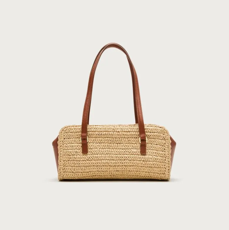 Delphine handknotted shoulder bag in straw