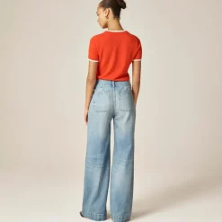 Denim trouser jean with stacked buttons