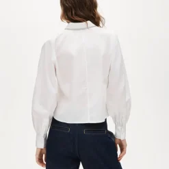 Dolman-sleeve button down shirt in cotton poplin