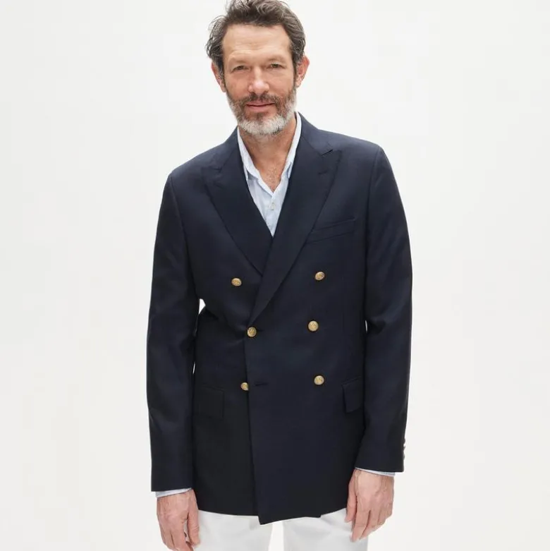 Double-breasted blazer in English wool