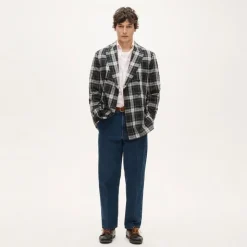 Double-breasted blazer in Japanese seersucker