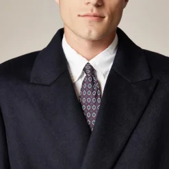 Double-breasted topcoat in English merino wool