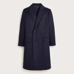 Double-breasted topcoat in English merino wool