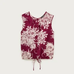 Drawstring-waist tank top in pineapple garden sateen