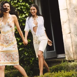 Embroidered lace-trim button-up shirt in cotton voile