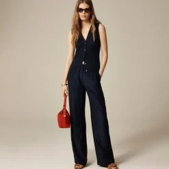 Essential wide-leg pant in textured satin