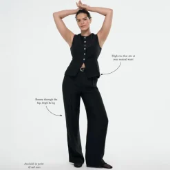 Essential wide-leg pant in textured satin