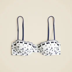 Eyelet balconette underwire bikini top with ribbon trim