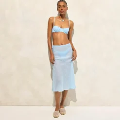 Eyelet slip skirt in ramie
