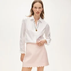 Fairfax scalloped mini skirt in Gramercy linen blend