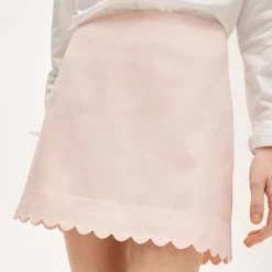 Fairfax scalloped mini skirt in Gramercy linen blend