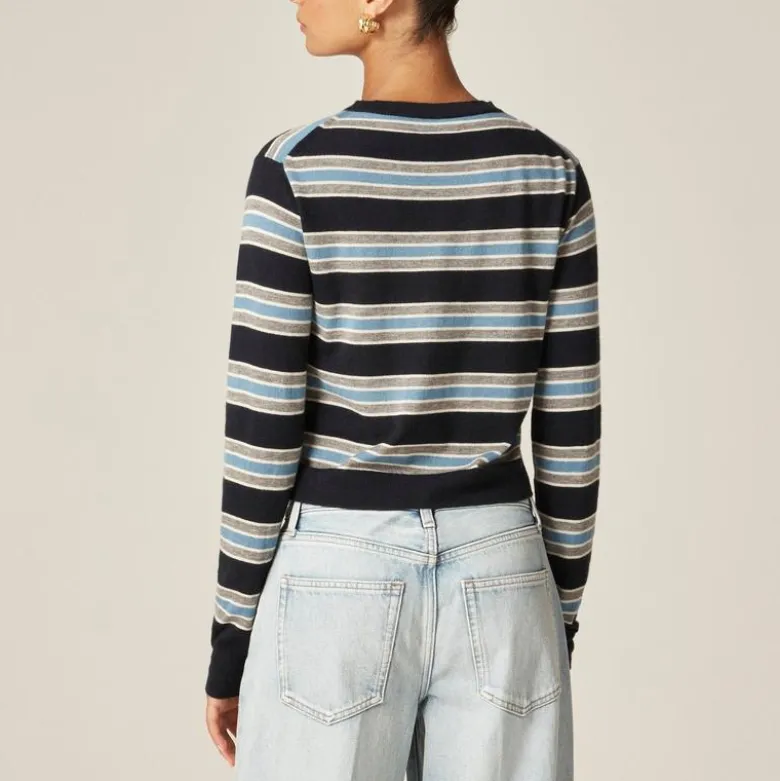 Featherweight cashmere cardigan in stripe