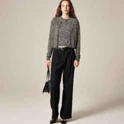 Featherweight cashmere cardigan in spot print
