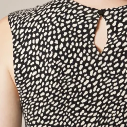 Featherweight cashmere cropped sweater shell in spot print