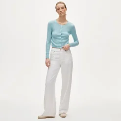 Featherweight cashmere pointelle cardigan