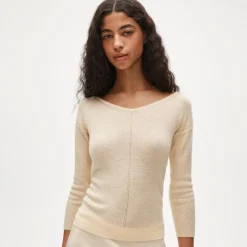 Featherweight cashmere wide V-neck sweater