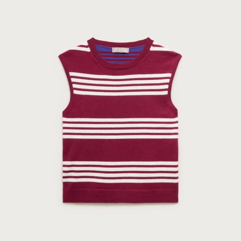 Featherweight cashmere-blend sweater shell in mixed stripe