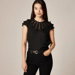Flutter-sleeve shirt in crepe de chine