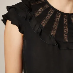 Flutter-sleeve shirt in crepe de chine