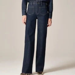 Full-length slim-wide jean with patch pockets