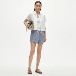 Gamine button-down shirt in linen