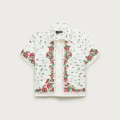 Gamine button-down shirt in map print