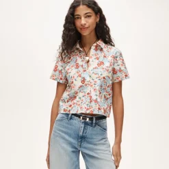 Gamine button-down shirt in blurred floral print