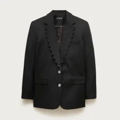 Gamine scallop-trim blazer in Gramercy linen blend