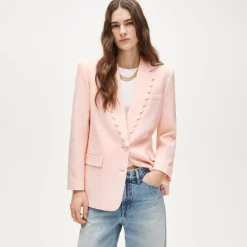 Gamine scallop-trim blazer in Gramercy linen blend