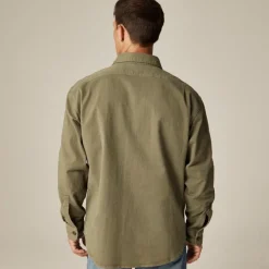 Garment-dyed twill overshirt