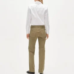 Garment-dyed western straight jean