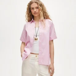 Garçon short-sleeve shirt in striped cotton poplin