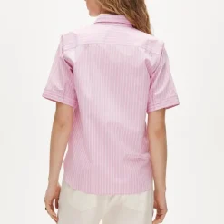 Garçon short-sleeve shirt in striped cotton poplin
