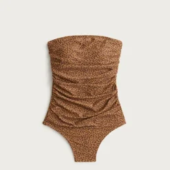 Gemma ruched bandeau one-piece in leopard print