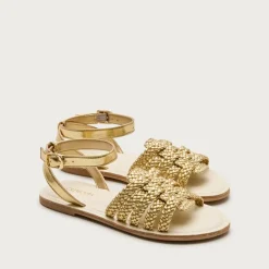 Girls' basketweave sandals in metallic