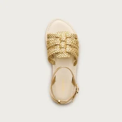 Girls' basketweave sandals in metallic