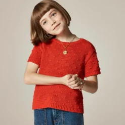 Girls' bobble sweater-tee in cotton