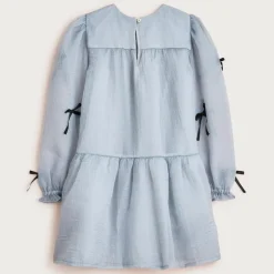 Girls' bow-embellished dress in crinkle organza