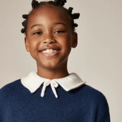 Girls' collared contrast sweater in Supersoft yarn