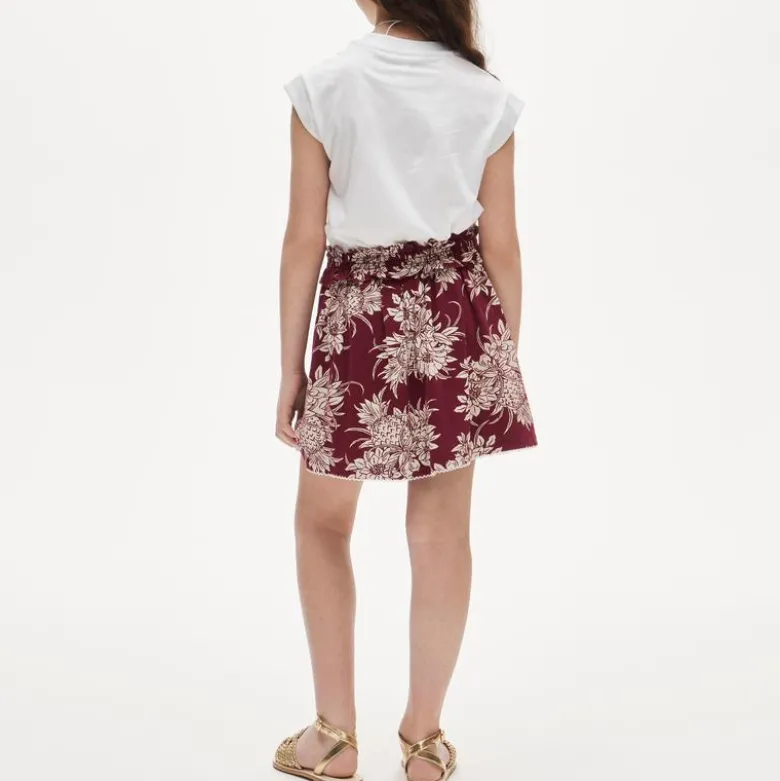 Girls' crochet-trim skirt in broken-in jersey