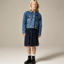 Girls' cropped denim trucker jacket