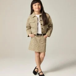 Girls' denim jacket in leopard print