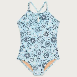 Girls' double-bow one-piece swimsuit
