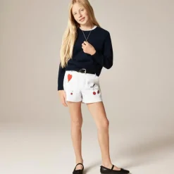 Girls' embroidered chino short