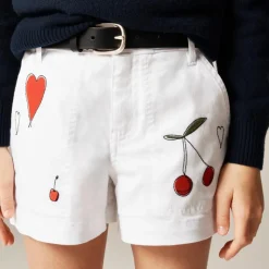 Girls' embroidered chino short