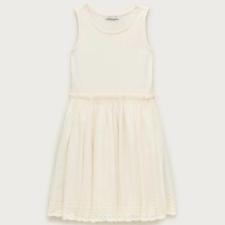 Girls' eyelet-trim mixy dress