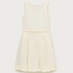 Girls' eyelet-trim mixy dress