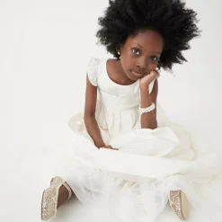 Girls' flutter-sleeve dress