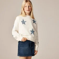 Girls' metallic star crewneck sweatshirt