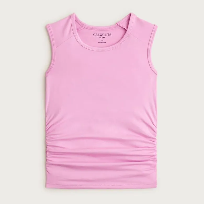 Girls' ruched tank top in performance jersey